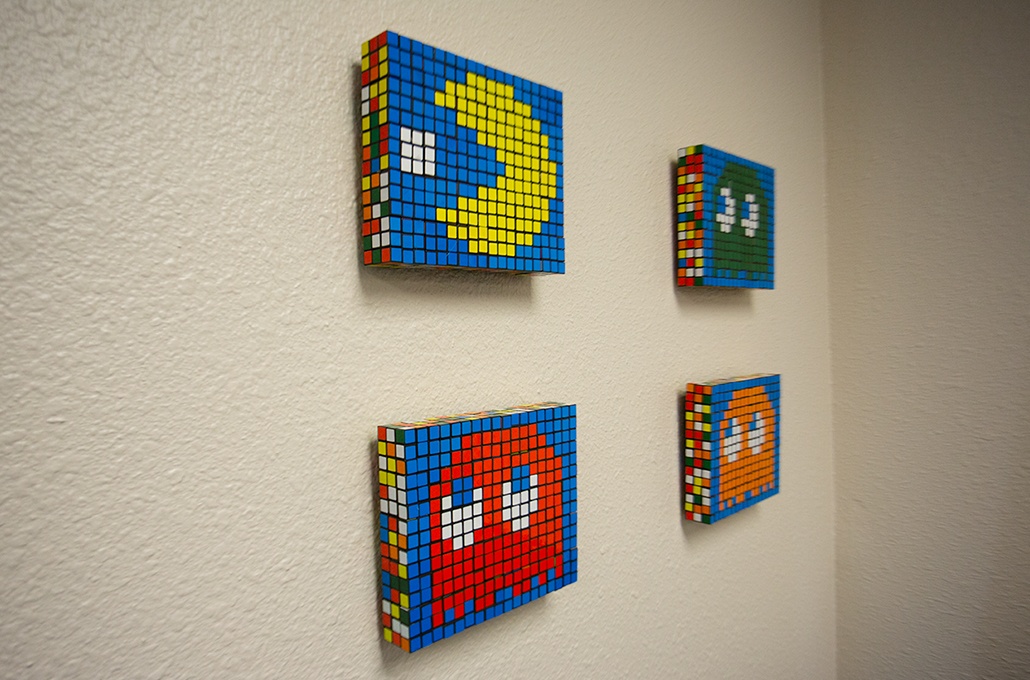 Pac man art work in waiting area