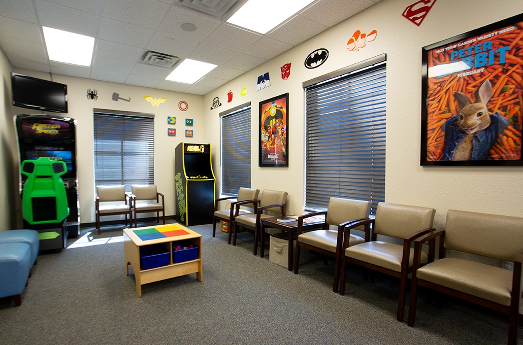 Kid friendly area in dental office waiting room